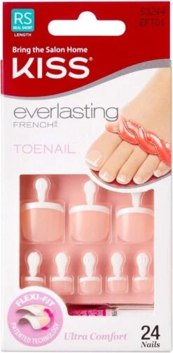 Kiss Everlasting French Toenails Limitless - Teennagels - Toenails - Plaknagels Voor Tenen - Kunstnagels Voor Tenen - 24 Stuks - Beste Kwaliteit