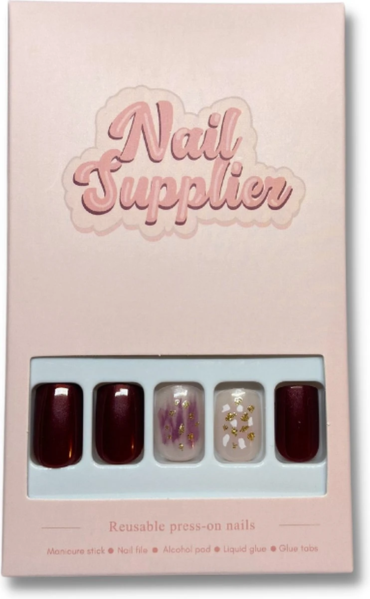 Nailsupplier 'Mushroom' | WINTERCOLLECTIE | Bordeaux Rode Nepnagels Met Print | Plaknagels | Kunstnagels Met Lijm | Press On Nails 2 Nailsupplier 'Mushroom' | WINTERCOLLECTIE | Bordeaux Rode Nepnagels Met Print | Plaknagels | Kunstnagels Met Lijm | Press On Nails - Afbeelding 2