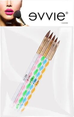 Evvie Acryl Penselen Voor Kunstnagels En Nailart - Set Van 5 -Nagelverzorging Winkel 757x1200