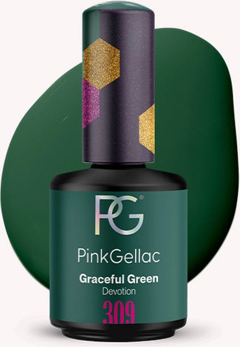 Pink Gellac - Graceful Green - Gellak - Vegan - Groen - Creamy Finish - 15 Ml 1 Pink Gellac - Graceful Green - Gellak - Vegan - Groen - Creamy Finish - 15 Ml