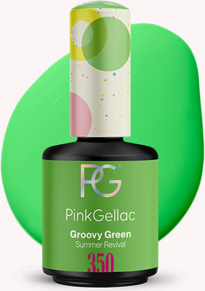 Pink Gellac - Groovy Green - Gellak - Vegan - Groen - Glanzend - 15ml 1 Pink Gellac - Groovy Green - Gellak - Vegan - Groen - Glanzend - 15ml