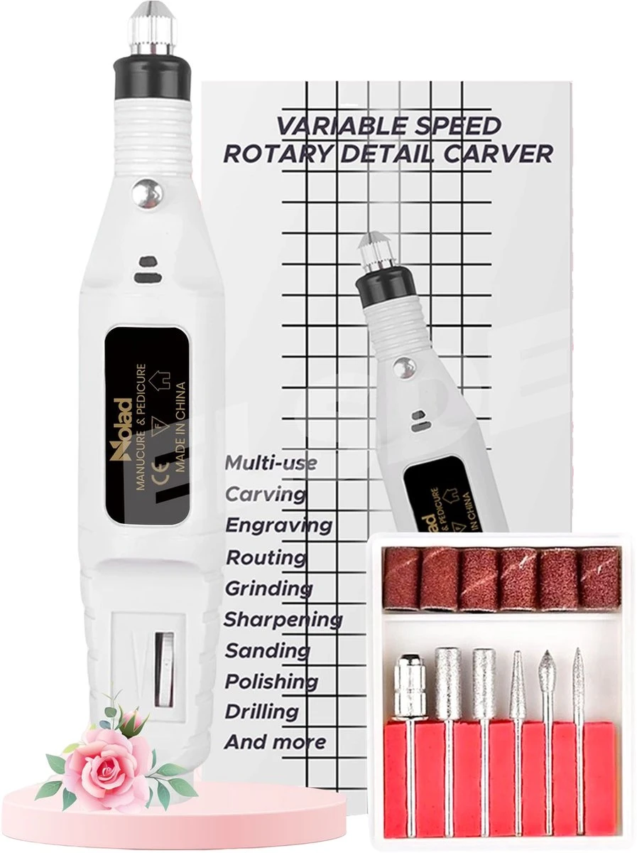 Nolad® Elektrische Nagelvijl - Nagelvijlen - Nagelaccessoires - Wit 1 Nolad® Elektrische Nagelvijl - Nagelvijlen - Nagelaccessoires - Wit