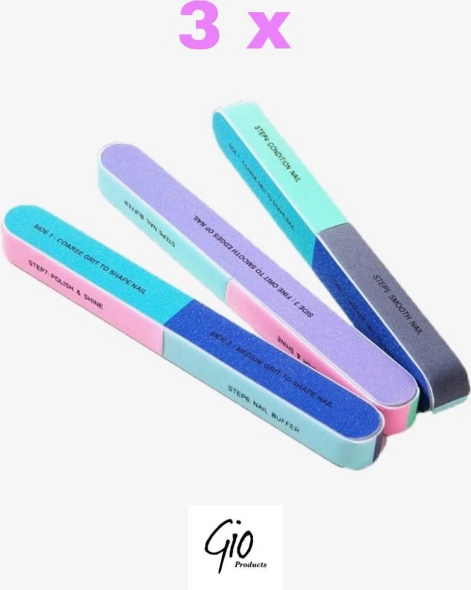 Merkloos Professionele Polijst / Glans Vijl - 3 Stuks - 6 Stappen Nail Buffer - Kunstnagels - Manicure - Pedicure - Nagelverzorging 2 Merkloos Professionele Polijst / Glans Vijl - 3 Stuks - 6 Stappen Nail Buffer - Kunstnagels - Manicure - Pedicure - Nagelverzorging - Afbeelding 2