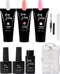 Miss Jules® Luxe Complete Polygel Kit - Polygel Nagels Starterspakket - 3 X 30 ML - Perfecte Combinatie Gellak & Acryl - Inclusief Instructievideo (NL)