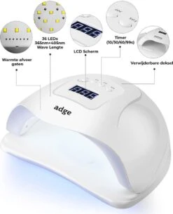 Adge - 54W LED Nageldroger Voor Gelnagels - Geschikt Voor ALLE Nagel Gellak - 36 LEDs - Met Timer -Nagelverzorging Winkel 972x1200