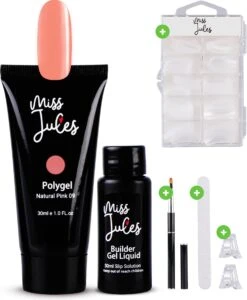 Miss Jules® Polygel Kit - 30 Ml Natural Pink - Polygel Nagels Starterspakket – Polygel Set Incl. Instructievideo (NL) – Polygel Starters Kit
